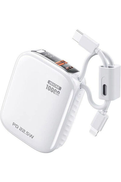 WK F97 Power Bank 10000mAh 22.5W με θύρα USB-A και θύρα USB-C Λευκό
