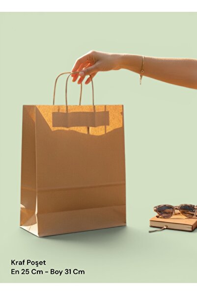 tugce shopping 25 Pieces Kraft Paper Bag with Twisted Handle Gift Bag 25X31X1...