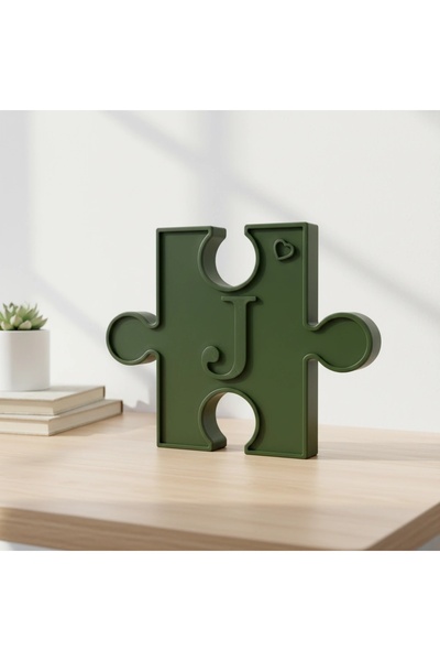 OEM Puzzle Wall Decoration With Customizable Initial - Olive green composite ...