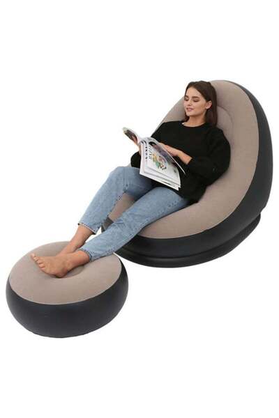 ELTRAZONE Thickened Flocking Inflatable Sofa with Footstool Set – Comfortable...