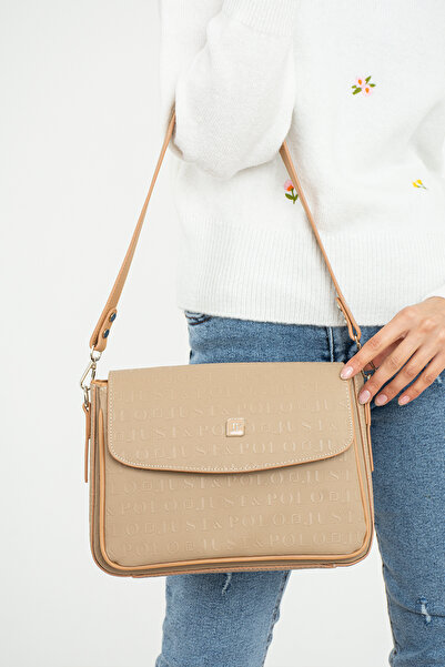 Just Polo Women's Mink Hand and Shoulder Bag with Logo Printed Cover and Adju...