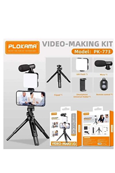 PLOKAMA PK-773 Video Making Tripod Kit With LED Light, Microphone & Wireless ...