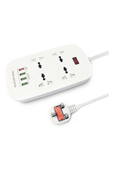 ELTRAZONE Extension Cord with 4 Power Sockets and 4 USB Slots, 4 Way Power St...