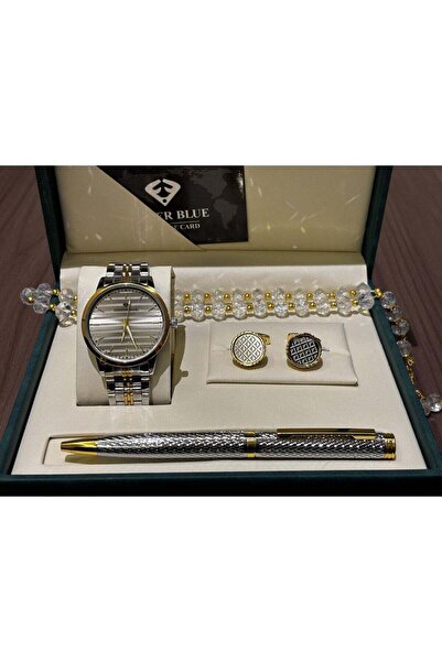 FANDER BLUE GOLD ROYAL SET FROM "FANDER BLUE" - MEN'S WATCH WITH PEN AND ROSARY