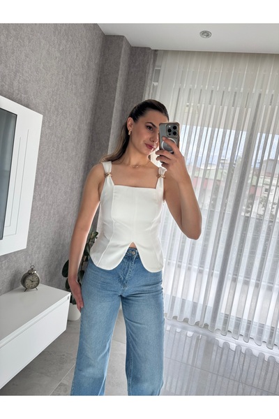 Butik Gold Tokalı Double Kumaş Tasarım Bluz