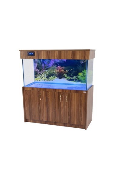 Kanki Pet Ceviz MDF Mobilyalı Lüks Led Aydınlatmalı Akvaryum (120x50x60 cm)