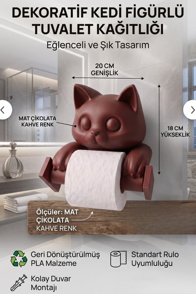 the mr east Decorative Toilet Paper Holder with Cat Figure 20X18 cm Pla Cute Bathroom Accessory