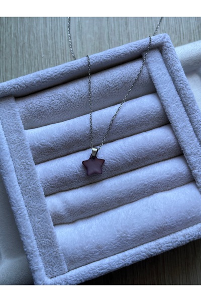 Pel Design Star Natural Stone Steel Necklace Handmade (S Ed E F Stone)