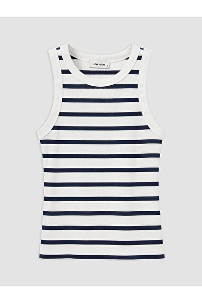 LC Waikiki Lcw Vision White Crew Neck Striped Women's Ribbed Undershirt