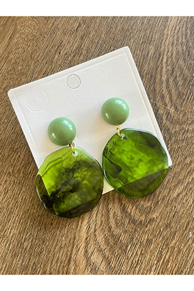 Büyük Hanım Retro Style Green Resin Earrings