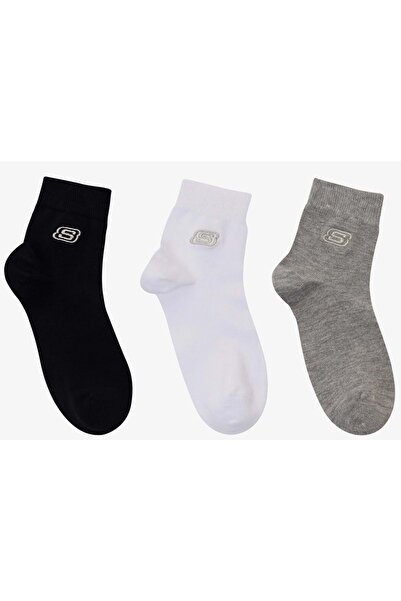 SKECHERS S2520319 جوارب لامعة بشعار مطبوع فوق الكاحل 3 قطع - جوارب للجنسين با...