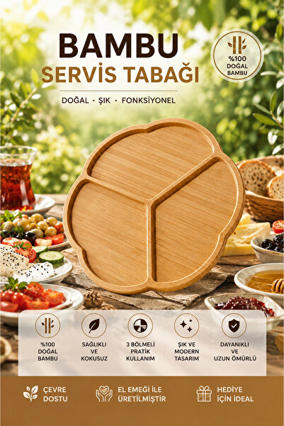 Genel Markalar Bambu Meyve ve Kahvaltılık Sunum Tabağı