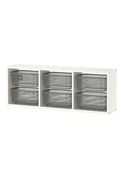Trofast Wall Storage, White/Dark Grey, ‎ 99X21X30 cm ‏