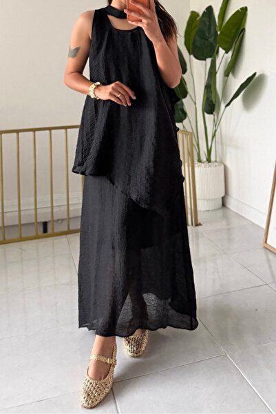 Suziş Linen, Scarf, Strap Dress and Blouse Set 51400