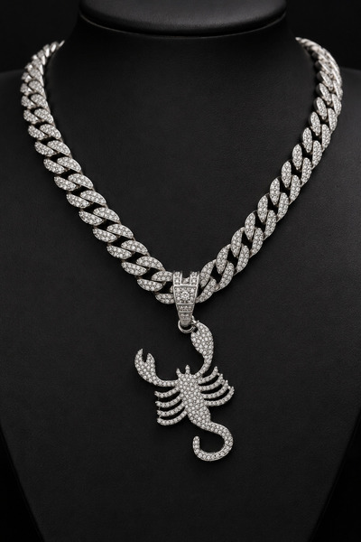 laria jewelry Hip Hop Iced Out Akrep Pendant Küba Zincir Kolye Ucu Charm