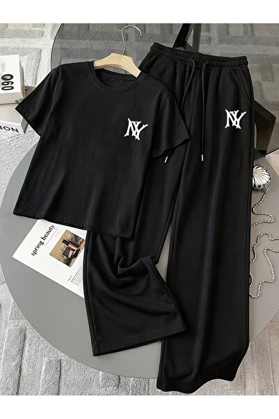 darkopia Unisex Nyg Printed Oversize T-Shirt and Baggy Sweatpants - Summer Tw...