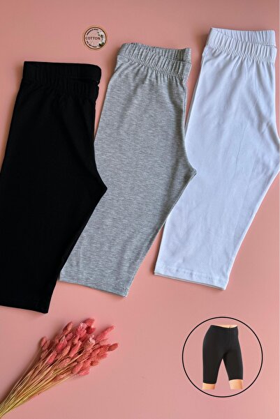 VicTroy Cotton, Lycra 3-Piece Black, White and Gray Color Above Knee Short Co...