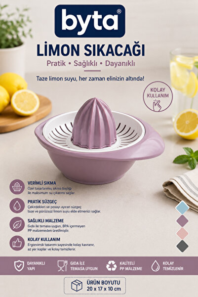 BYTA Plastic Lemon Squeezer with Chamber Pulp Separator Manual Citrus Juicer ...