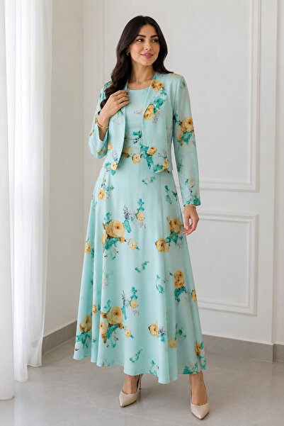 AREEJ FASHION Floral Two-Piece Dress with Jacket