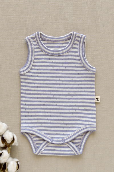 Mimu Baby %100 Pamuk Pointel Çıtçıtlı Bebek Zıbın - Mor Beyaz Çizgili