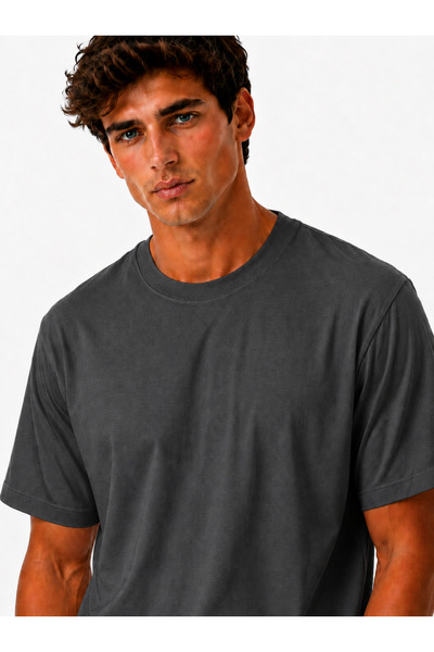 JULİA MODA Men's T-Shirt Plain Smoked