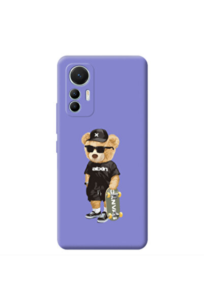 Other Xiaomi Mi 12 Lite Bear with glasses Purple Colored Silicone TPU Θήκη