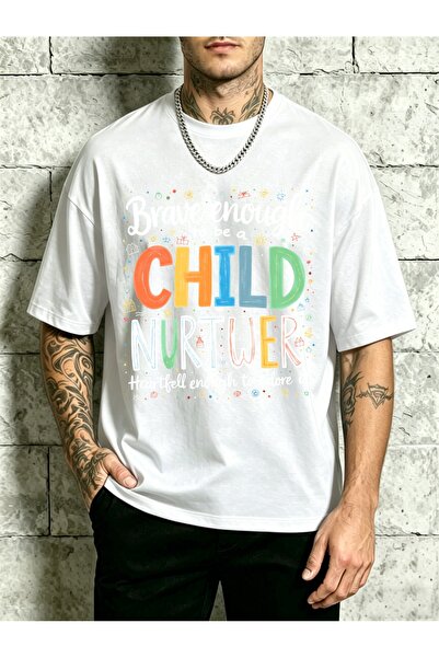 12 Teknoloji تي شيرت رجالي برقبة دائرية بتصميم "Be Brave Be A Child Nurturer ...