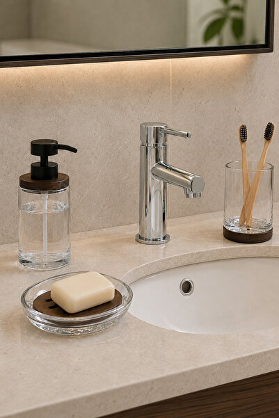 Şahane Pazar Akasya 3 Piece Glass Bathroom Set Shn-2151