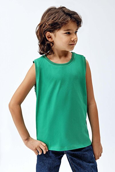 Brix Tricou fără mâneci pentru băieți, 100% bumbac, verde