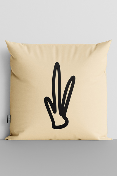 TicaretJet Black Leaf Double-Sided Digital Printed Throw Pillow Cover - 3021