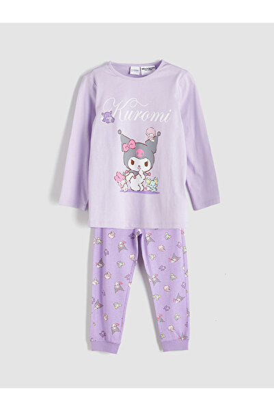 LC Waikiki Pajama Set for Girls with Kuromi Print and Crew Neck