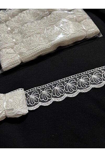 Butik 9 Metre İnce Tül Güpür Zarif Nakışlı Dantel Çeyizlik Pike Nevresim Perd...