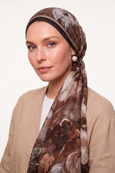Levidor Beige Rose Patterned Tencel Shawl