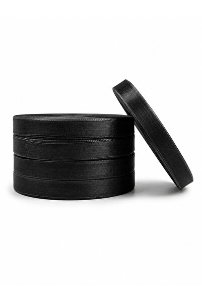 OEM Set de 5 Panglici Organza Negru 1 cm/45,72 m