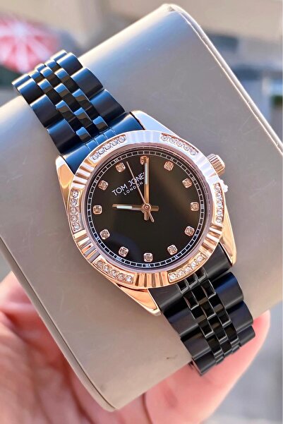 Tom Jones London Women's Watch Black Rose Color Original Steel 3Atm Waterproo...