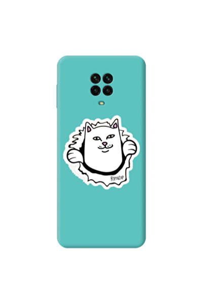 Other Xiaomi Redmi Note 9 Pro White cat Turquoise Colored Silicone TPU Θήκη