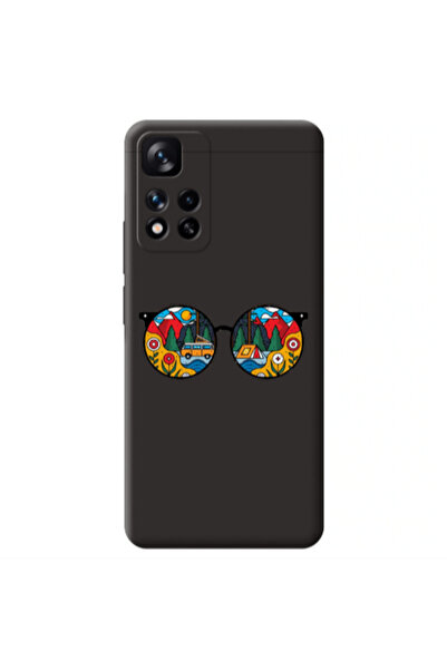 Other Xiaomi Redmi Note 11 Pro 5G Round Glasses Black Colored Silicone TPU Θήκη