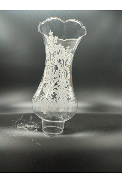 KUĞULU AVİZE LAMBA CAMI.ALTIN YALDIZLI,MOTİFLİ (Alt yuva çapı:4.50cm-h:21.00cm)(E.14) Mum ampule göre.