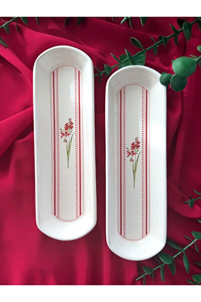Yiğit Seramik Züccaciye Lavinya Model 2 Piece Olive Serving Plate (Fuchsia)