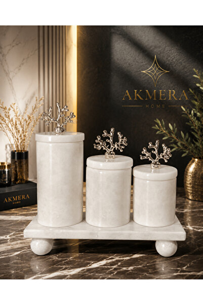 Akmera Home 4 Piece Real Marble Luxury Spice Rack Set