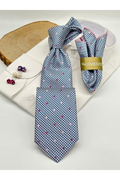 Gutiero Classic Tie with Gray Polka Dot Handkerchief