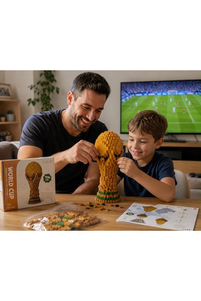 DoviCo World Cup Trophy Model Building Block Set – 3D Mini Building Toy – Collectible Assembly Model 15 cm