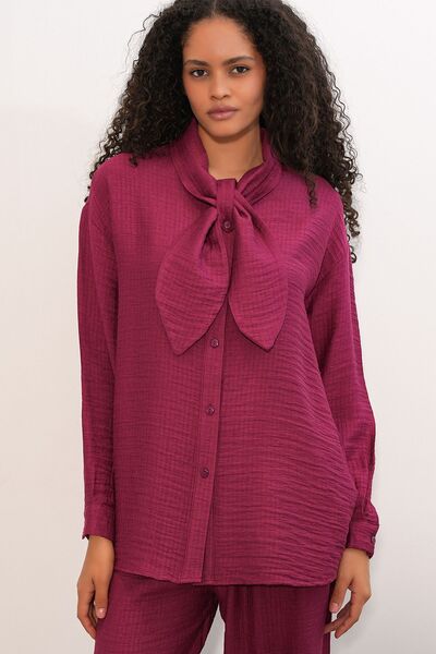 Hiccup Bdart Textured Shirt and Wide-Legged Pants Set