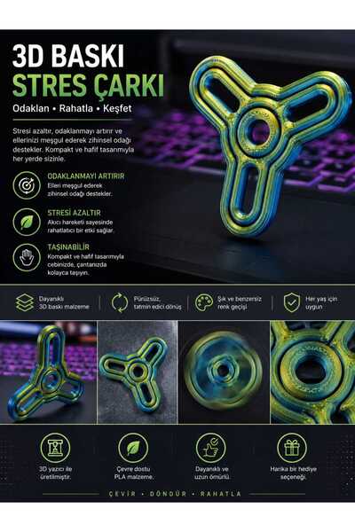 Hc 3D Stres Çarkı - Yeni Nesil Odaklanma Oyuncağı