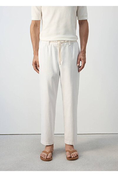 MANGO Man Pamuk keten karışımlı relaxed fit pantolon