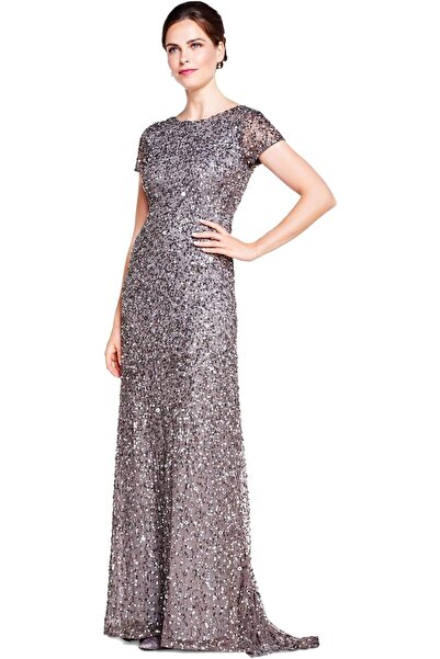 Adrianna Papell Women's Short Sleeve Fully Sequined Dress