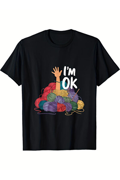 2mcup تي شيرت رجالي بتصميم كروشيه عتيق وطبعة 'I'm OK' مضحكة - مناسب للحياكة و...