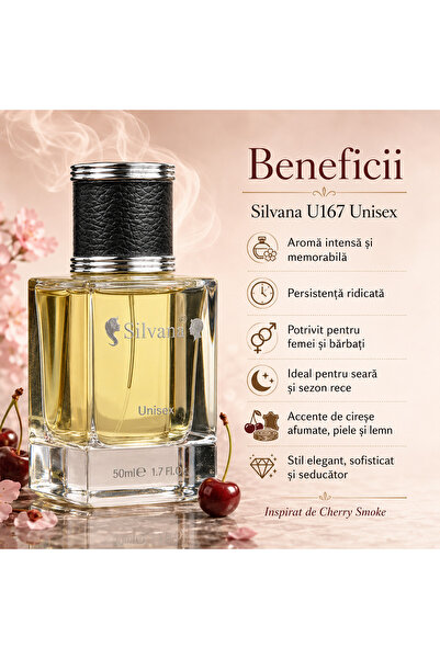 Silvana Apa de Parfum Unisex U167, tip Cherry Smoke cireșe afumate, piele și ...