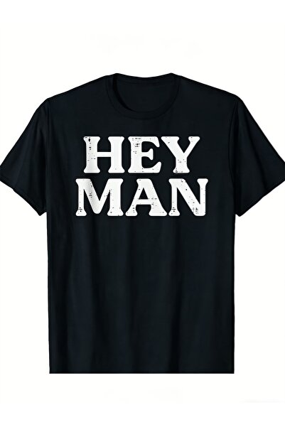 NOURAM Hey Man Funny Unique Men Pure Cotton Tops Round Neck Short Sleeve Spri...