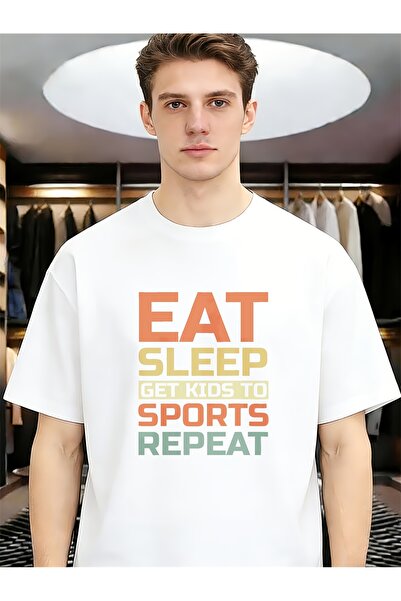 STITCHLY Eat Sleep Get Kids to Repeat Spring Summer Casual Men Funny Unique T...
